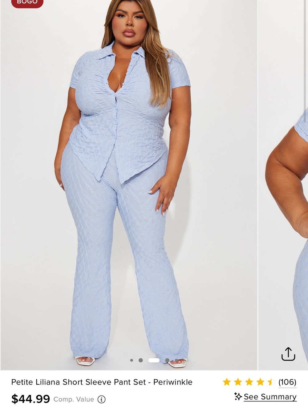 Fashion Nova Periwinkle Short Sleeve Wide Leg Pant Set